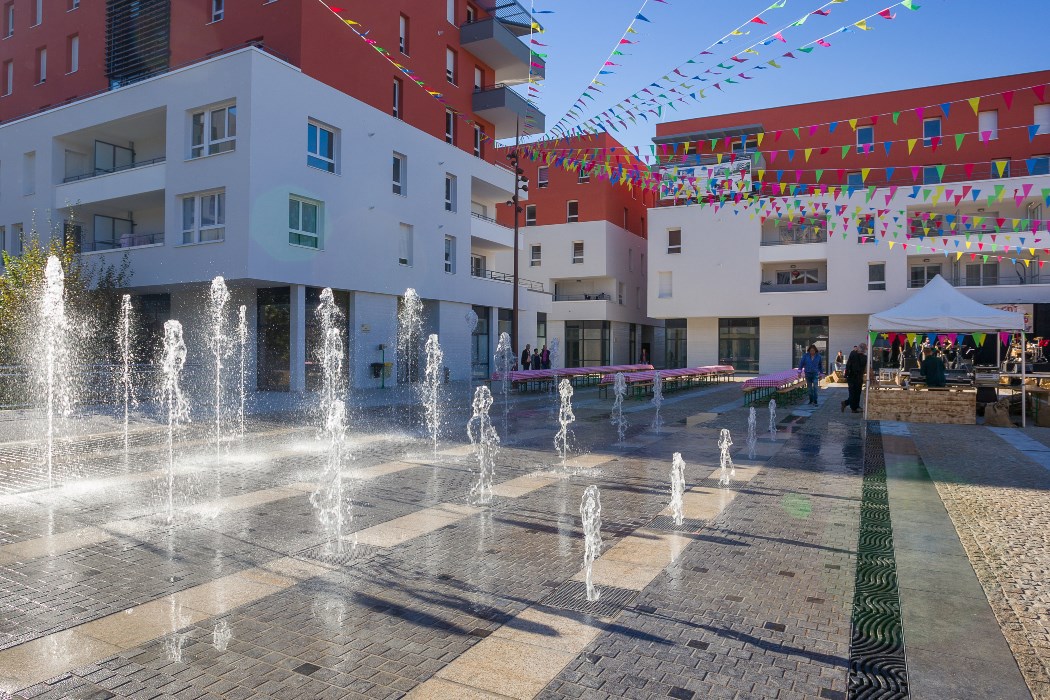 Fontaine place de l'Hôtel de Ville -  ZAC Valmar 2